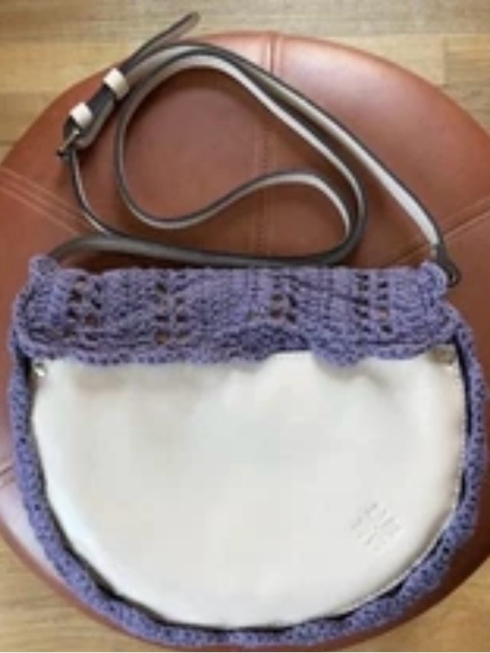 Patricia Nash Purple Crochet Crossbody with White Strap - Picture 3 of 7